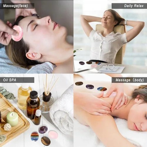 Vista 8 de GEMSCITE Piedras antiestrés del pulgar metafísicas con gemas preciosas para sanación con cristales Reiki, para hombres y mujeres, regalo Feng Shui