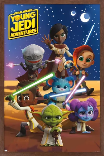 Vista 15 de Trends International Star Wars: Young Jedi Adventures - Póster de pared de grupo, 14.725 x 22.375 pulgadas, versión enmarcada de madera de granero