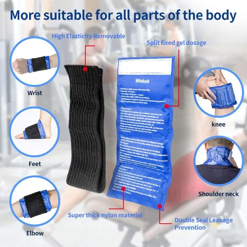 Vista 2 de Paquetes de hielo frío de gel - (juego de 2 piezas) compresa fría/caliente reutilizable suave, proporciona aliviar el dolor articular y muscular.