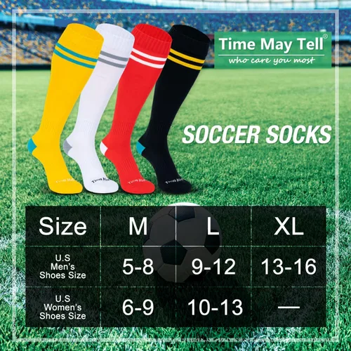 Vista 5 de Time May Tell Calcetines de fútbol, béisbol, sóftbol, para jóvenes y adultos, multideporte, hasta la rodilla, calcetines de fútbol