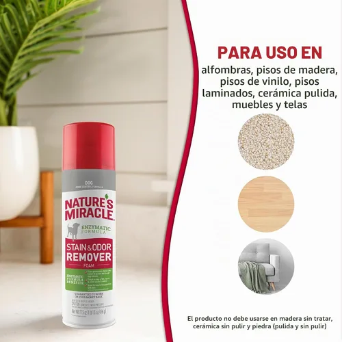 Vista 7 de Nature's Miracle Espuma eliminadora de manchas y olores para perros