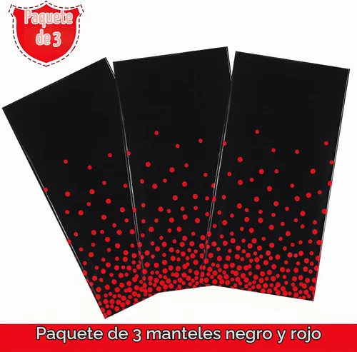 Vista 4 de Breling - Mantel de plástico para mesa (3 unidades), color negro y rojo