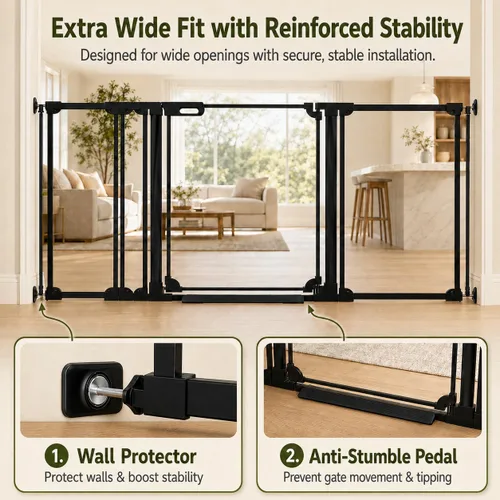 Vista 3 de WAOWAO Puerta transparente para bebés para escaleras, diseño moderno, acrílico con cierre automático, puerta para mascotas, 29.52-37.79 pulgadas