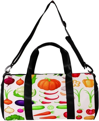 Vista 2 de LEVEIS Healthy Vegetables Sports Duffel Bag Travel Tote Carry on Weekender Gym Overnight Bag for Men & Women