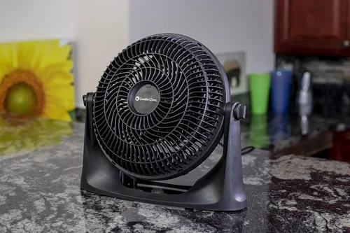 Vista 9 de Comfort Zone PowrCurve CZHV101BK - Ventilador de piso de 3 velocidades de 9 pulgadas con inclinación ajustable de 180 grados, 6 aspas