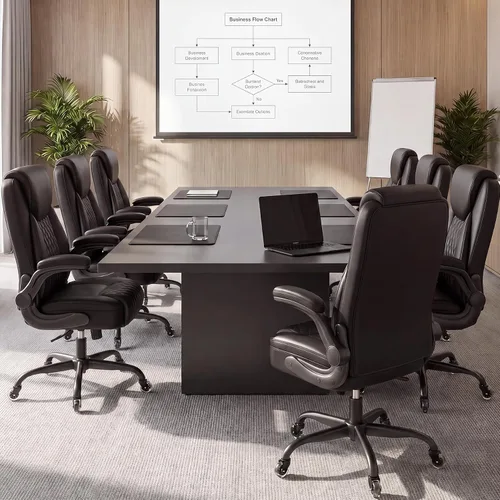 Vista 9 de COMHOMA Silla de oficina con respaldo medio, silla de escritorio ergonómica de poliuretano con brazos abatibles, juegos de computadora pequeños