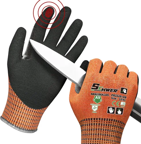 Vista 22 de Guantes de trabajo de invierno Schwer FreezeGuard-X para hombres y mujeres, guantes resistentes a cortes ANSI A9 para protección extrema, guante