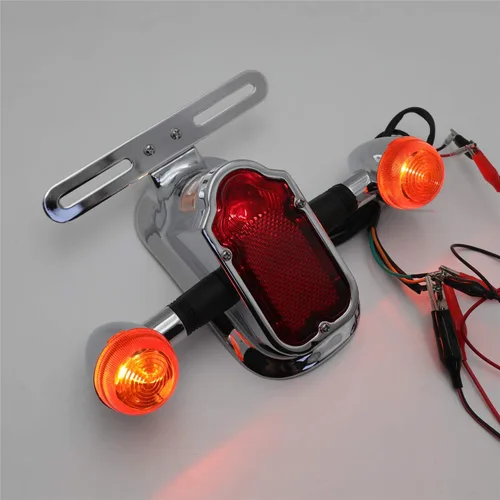 Vista 7 de Motocicleta cromo ámbar metal sepulcral freno cola W/señal de luz compatible con bicicleta de motocicleta gemela grande [P/N: XH3118B-A-01-CD+AMBER]