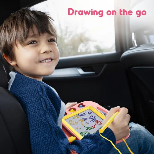 Vista 9 de SGILE Tablero magnético de dibujo para niños, juguetes para niños pequeños de 1, 2, 3, 4 años, bloc de bocetos y bocetos con 4 sellos, juguetes