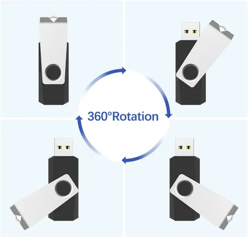 Vista 3 de RAOYI Unidad flash USB 2.0 de 8 GB giratoria de metal Memory Stick Pulgar Drive para almacenamiento de datos (negro)