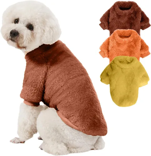 Vista 11 de Suéter para perro, paquete de 3 suéteres para perros pequeños, ropa para perros pequeños, hembras y machos, suéter ultrasuave y cálido