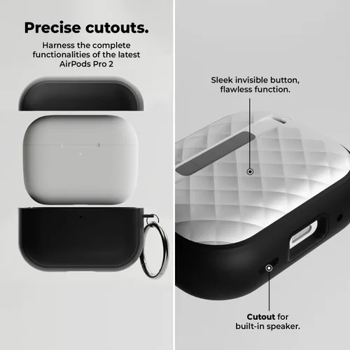 Vista 4 de HUSH Funda premium para Airpods Pro de 2ª generación compatible con Airpods Pro de 1ª/2ª generación, compatible con carga inalámbrica