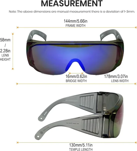 Vista 3 de Calabria 1003 Gafas de seguridad grandes que se ajustan sobre anteojos graduados Fitover para hombres y mujeres, envolventes, tintadas