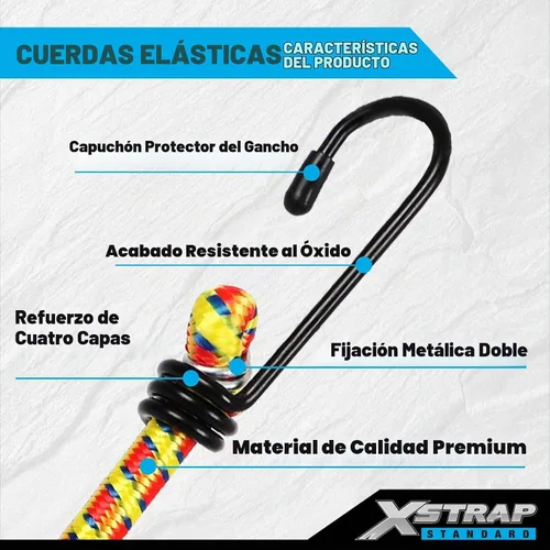 Vista 5 de XSTRAP STANDARD 14 cuerdas elásticas de alta calidad con ganchos de 18