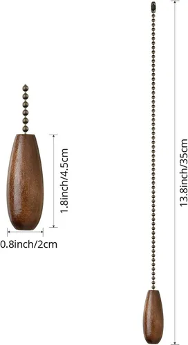 Vista 3 de Boao Extensor de cadena de ventilador de techo, 4 piezas, adornos de extensión de cadena de madera para lámpara de techo (color nogal)