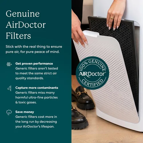 Vista 4 de Paquete de filtros de repuesto originales AirDoctor ADAD5000/5500 de 1 año. Incluye 4 carbono/COV de primera calidad + 2 UltraHEPA. Calidad