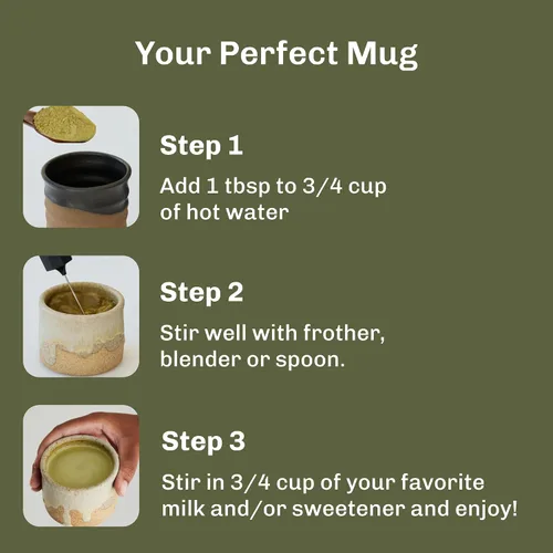Vista 4 de MUDWTR - Polvo de matcha de hongos 3,000 mg de hongos adaptogénicos Mezcla de polvo de matcha japonés Orgánico USDA Apoyo de energía