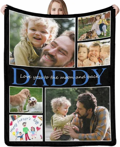 Vista 18 de Regalos para papá, manta de regalo personalizada con imagen, manta personalizada para el Día del Padre con foto, manta personalizada de cumpleaños
