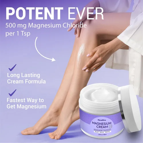 Vista 3 de Crema de magnesio para el sueño y el alivio muscular: Loción tópica calmante nocturna y relajación profunda - Calambres inquietos Loción
