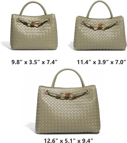 Vista 2 de Bolsas tejidas para mujer, con lazo, bolso cruzado pequeño de piel sintética, tejido a mano, bolso de regalo 2023