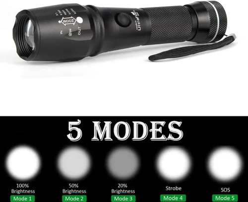 Vista 4 de UltraFire Linterna LED de vara de control de tráfico de 16 pulgadas, linterna de varita de tráfico de 980 lúmenes, 5 modos con modo estroboscópico