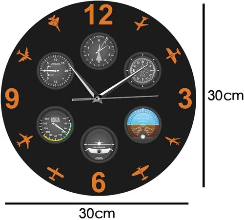 Vista 3 de Instrumento de vuelo Aviones Reloj de pared silencioso Aviación Aviador Reloj de pared Diseño moderno Piloto Decoración del hogar Regalo