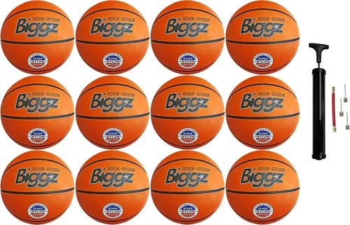 Vista 7 de Biggz Basketball with Ball Pump, Orange - Choose Size, Pack of 3, 6, or 12