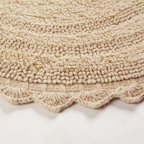 Vista 5 de TreeWool - Alfombras de baño con borde de ganchillo reversible en algodón de felpa (paquete de 2)