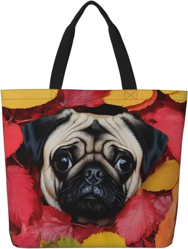 Vista 32 de Famame Canvas Tote Bag Large Women Casual Shoulder Bag Handbag Reusable Multipurpose Shopping Grocery Bag