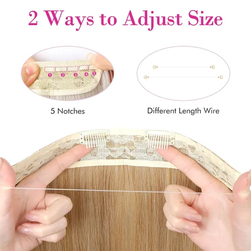 Vista 3 de REECHO - Extensiones de cabello con alambre transparente invisible, tamaño ajustable, broches de seguridad extraíbles en la extensión secreta recta
