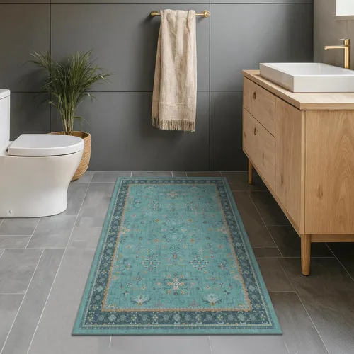 Vista 75 de Hazo Haus – Alfombra pequeña para entrada, cocina o baño, antideslizante con base de goma, resistente a las manchas y a la decoloración, diseño
