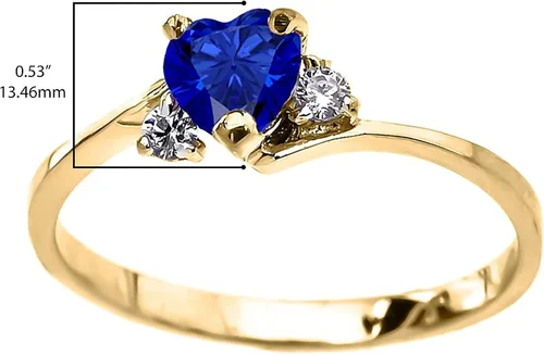 Vista 3 de Anillo de compromiso con piedra natal de septiembre con piedra natal de septiembre con zafiro azul y circonita cúbica blanca cultivado