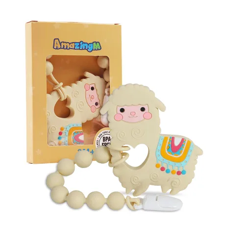Vista 13 de Juguete mordedor de silicona de grado alimenticio para bebés con soporte para chupete, juguetes de dentición, juego de regalo para niños y niñas a