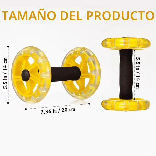 Vista 2 de Kisangel Juego de ruedas de doble Ab Roller para entrenamiento de núcleo, equipo de ejercicio abdominal portátil con agarre de espuma para gimnasio