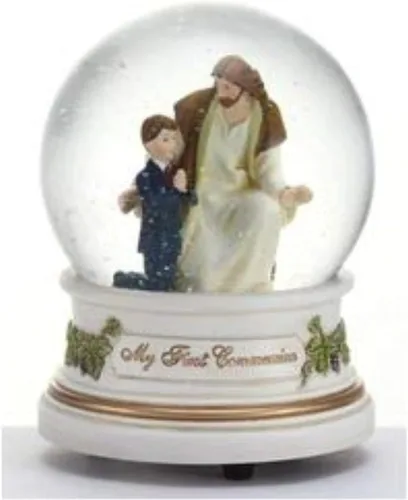 Vista 2 de Roman Giftware Inc., Sacramentos, Primera Comunión, Domo Musical de 5.5 pulgadas de alto 3.937 in para niño, religioso, inspirador, duradero