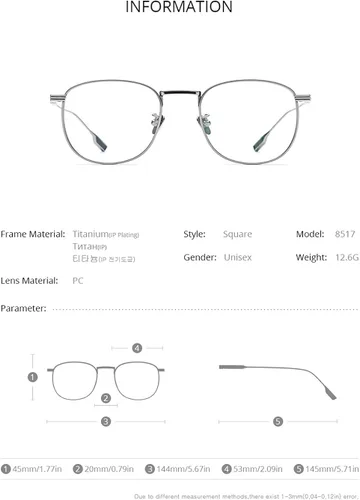 Vista 2 de FONEX Marco de lentes de titanio, marco óptico de miopía para hombres y mujeres 8517