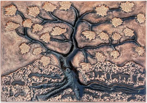 Vista 7 de CT Copper Tailor Protector contra salpicaduras de cobre para cocina, mural de azulejos de cobre martillado a mano, arte decorativo de pared de metal