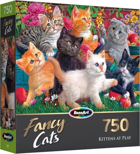 Vista 7 de RoseArt - Fancy Cats - Lecciones de la tarde - Rompecabezas de 750 piezas para adultos