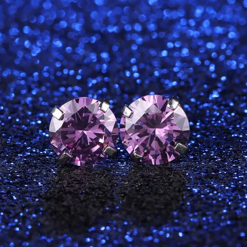 Vista 3 de Jstyle Juego de aretes tipo dormilona de acero de titanio de 0.71 oz, joyería para mujeres y hombres, orejas sensibles, circonita cúbica, trago