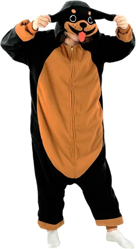 Vista 4 de XIGUAGUO Pijama de perro Rotttweiler para adultos disfraz de animal ropa de dormir para hombres mujeres niñas niños y adolescentes