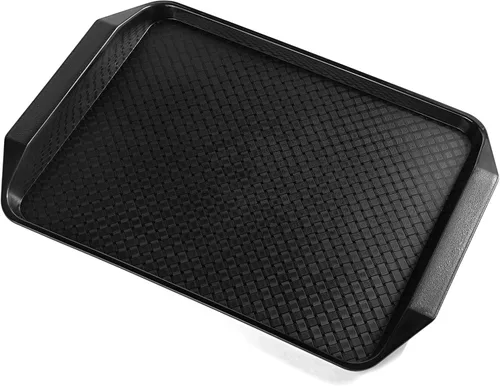 Vista 3 de Aebeky Bandeja de plástico para comida rápida, 16.7 x 11.8 pulgadas, juego de 12 (negro)