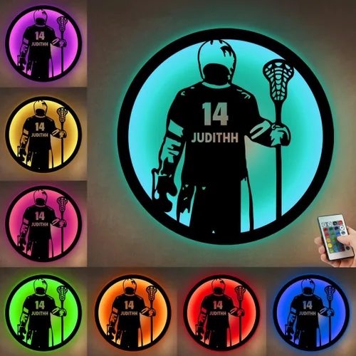 Vista 37 de Letrero de metal de jersey deportivo personalizado con luz LED, nombre y número personalizado, letrero de neón con nombre personalizado, decoración