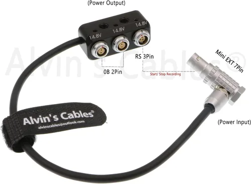 Vista 2 de Alvin's Cables Cable de alimentación Run Stop para Arri Alexa Mini EXT 7 pines a RS 3 pines y 2 × 2 pines 1 a 3 caja divisor de alimentación