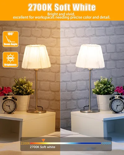 Vista 5 de MASTERY MART Bombillas LED A19 equivalentes a 60 vatios, 9 W no regulables, sin parpadeo, 800 lúmenes, blanco suave 2700 K, base E26, 10000 horas