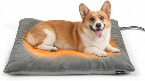 Vista 9 de Almohadilla térmica para mascotas para gatos y perros pequeños, cama climatizada impermeable con control automático de temperatura y cable