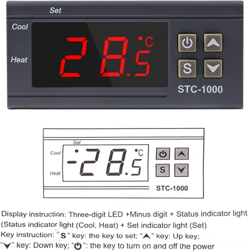 Vista 2 de 2 unids STC-1000 controlador de temperatura digital 12 V termostato incubadora termorregulador relé calefacción refrigeración con sensor cable