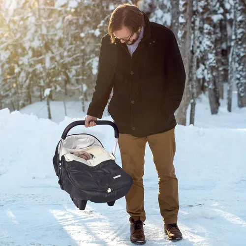 Vista 6 de Fundas de asiento de coche Orzbow para bebés invierno, funda universal para asiento de coche de bebé con cuello ajustable, cubierta impermeable