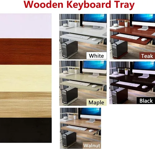 Vista 2 de V3VOGUE Bandeja deslizante para teclado debajo del escritorio, altura ajustable, cajones deslizantes para teclado con rieles deslizantes