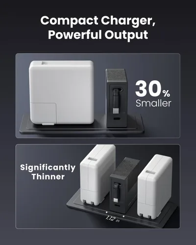 Vista 6 de Cargador de pared USB C de 40 W con cable retráctil integrado, bloque de carga rápida plegable 2 en 1, artículos esenciales de viaje compatible