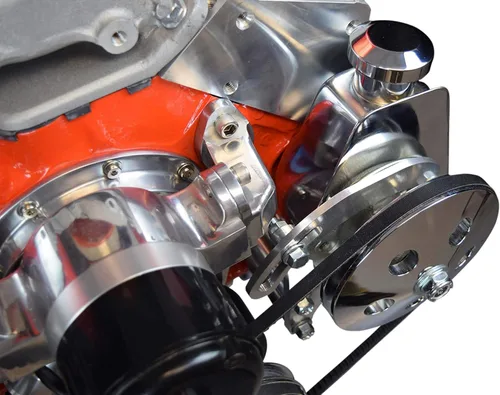 Vista 6 de SBC Power Steering Soporte para bomba eléctrica Bomba de agua Billet 350 bloque pequeño Chevy Adjustable 551360